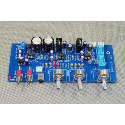Free ship AV2 fever headphone preamp HiFi tone ribbon 2 way input and through function, finished product board