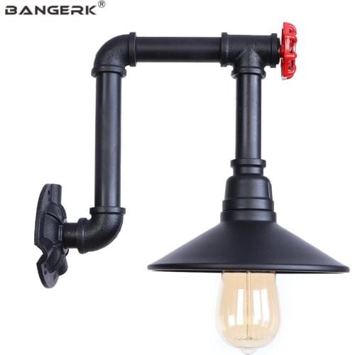 Industrial Water Pipe Wall Lamp Black Iron LED Wall Light Retro Loft Decor Edison Wall Sconce E27 Aisle Bedside Home Lighting