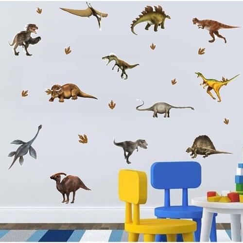 Vacclo PVC Dinosaur Wall Stickers Childrens Bedroom Wall Decoration self-adhesive Kindergarten Decoration Christmas Home Decor