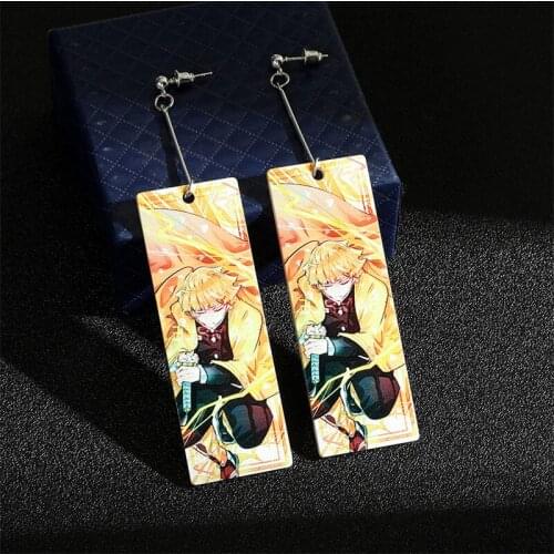 2021 New Demon Slayer Blade Japanese Anime Acrylic Stud Earrings Cosplay Earrings Unisex Jewelry Cosplay Trinket