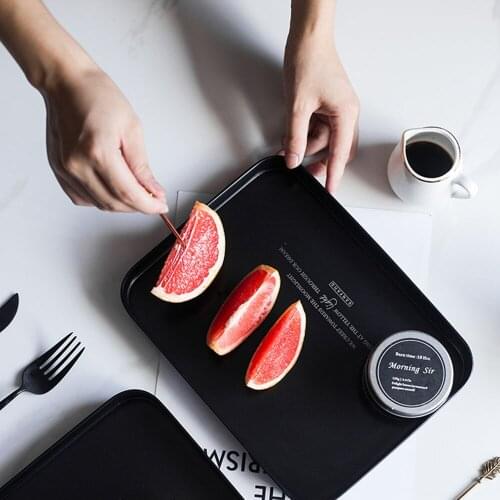 Nordic Metal Storage Tray Chic Rectangle Ring Jewelry Display Plate Table Organizer Afternoon Tea Fruit Snack Cake Trays