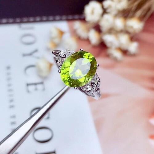 Natural And Real Peridot ring Natural peridot ring 925 sterling silver Wholesale Fine jewelry Gemstone 8*10mm