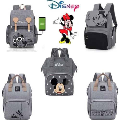 Disney Diaper Bag New USB Charging Multi-function Mummy Bag Travel Annoying Waterproof Baby Bag Cartoon Large-capacity Backpack