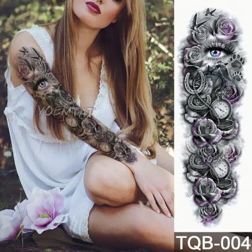5 Pieces Large Sleeve Tattoo Wholesale Temporary Tattoo Sticker Mechanical Rose Eyes Flower Full Arm Tatoo Body Art Fake Tattoo