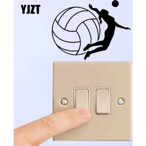 YJZT Girl Playing Volleyball Sport Team Volleyball Player Vinyl Decal Switch Sticker Personality Decor 8SS2279