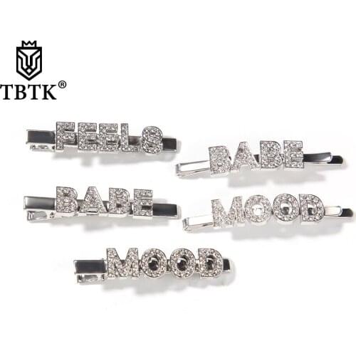 TBTK Custom Letters Crystal Rhinestone Hairpins Women Girls Hair Clips Zinc Alloy Pin Styling Charm Accessories Jewelry For Gift