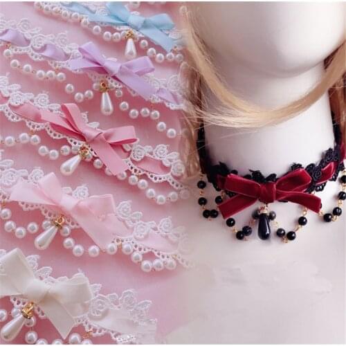 Sweet Lolita Pendant Bownot Choker Harajuku Cute Ribbon Chain Women Necklace D597