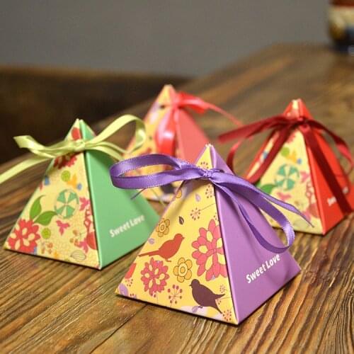 10piece/lot The wedding celebration supplies creative ribbon Wedding Candy box gift bag
