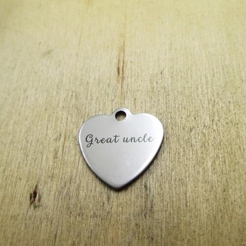 10pcs/lot--great uncle family stainless steel charms Laser Engraved DIY Charms Pendants