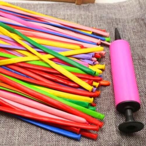 100 Mixed Color Magic Long Animal Tying Balloons Twist Latex Balloons Free Pump