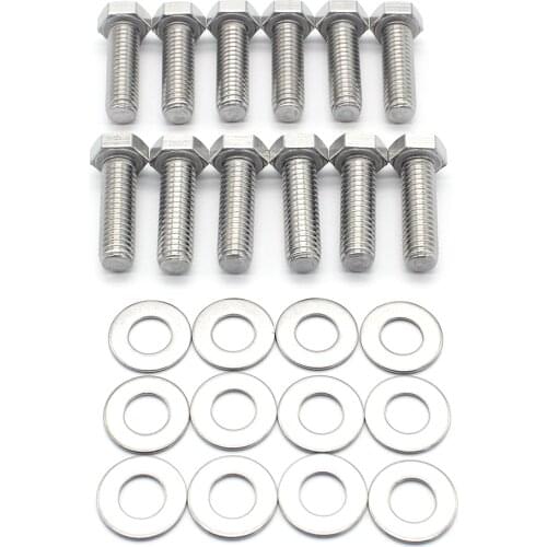 12pcs Engine Bolts with Washers Bumper Engine Bolt Pad Screw Plate Bolts Car Styling for SBC 265 283 302 305 307 327 350 400