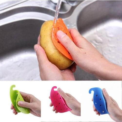2PCS PVC Cleaning Brushes Soft Silicone Scouring Pad Washing Sponge Dish Bowl Pot Cleaner Washing Tool Kitchen Accessories