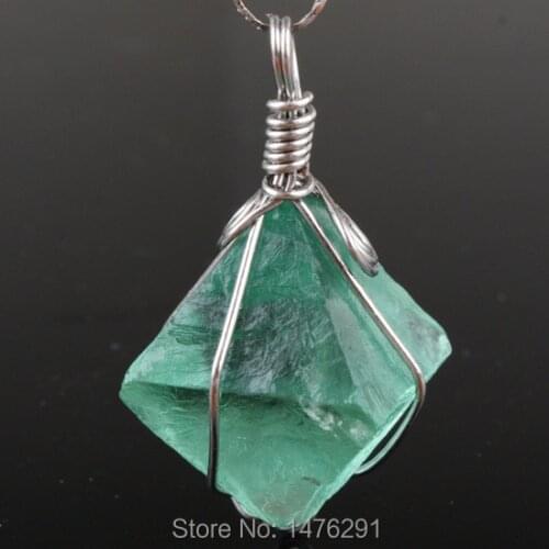 20X25MM Charming Natural Green Fluorite Faceted GEM Bead Pendant 1PCS