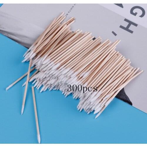 300pcs Cotton Buds Swabs Handle Wooden Handle Tattoo Makeup Microblade Cotton Swab Sticks Makeup Cotton Swabs