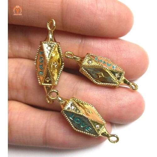 5pcs Microscope Charms Diplopore Connector Pendant Gold Hexagon Bracelets Necklaces Making Pendant Dangle Pop Art Bead Jewelry Y