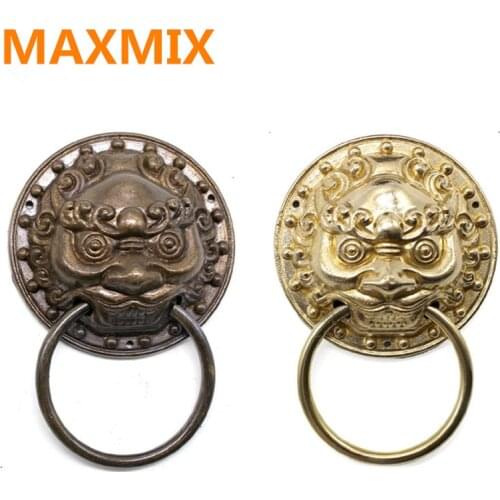 95mm Chinese antique door ring handle Beast Lion Tiger head Door handle Wooden door handle handle copper pull ring