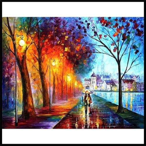 DIY Diamond Embroidery Diamond Painting Autumn rain street Cross Stitch Diamond Mosaic Embroidery With Home Decoration NEW439