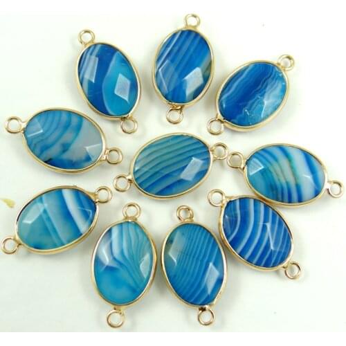 Natural stone stripes Turquoises Quartz crystal Bracelet Connector Pendant for diy Jewelry making necklace Accessories12pcS