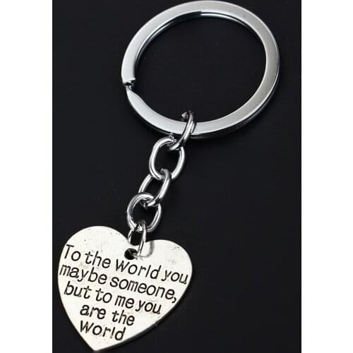 36PC To The World You Maybe Someone But To Me You Are The World Keyrings Heart Pendant Charm Keychains Dad Daddy Mom Mother Gift