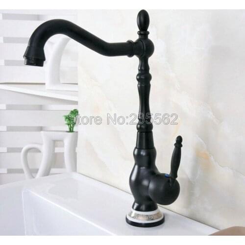 Black Oil Rubbed Bronze Single Handle Single Hole Swivel Bathroom & Kitchen Basin Mixer Water Tap Sink Faucet Lnf661