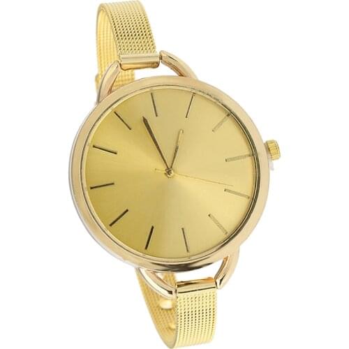 Gnova Platinum Women Watch Classic Elegant Metal Fashion Quartz Wristwatch Golden Flexi Band Office Geneva Style A691