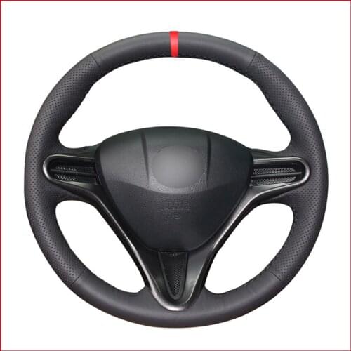 Red Marker Artificial Leather Steering Wheel Cover for Honda Civic 8 Civic Type R 2006-2011 (3-Spoke)