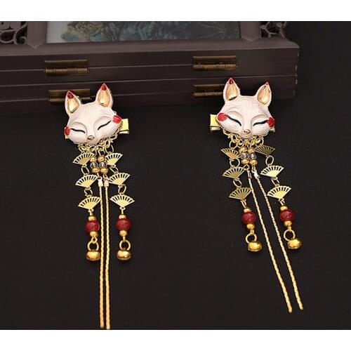 Girls children Hairgrips simple fox Chinese style Hair Clip hair Ornament Pair Head little girl