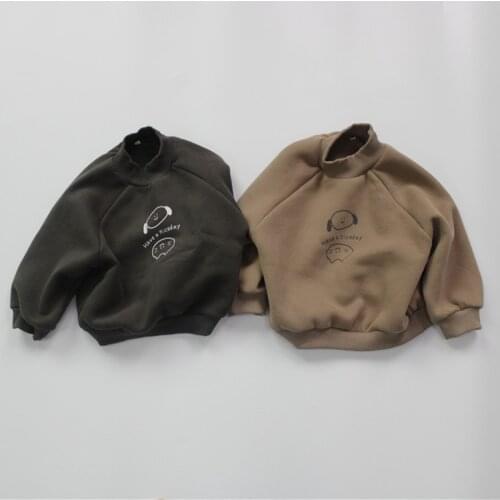 Childrens autumn sweater Korean printed cartoon boys and girls high collar fleece sweater