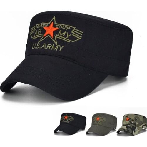 Army Style Cadet Corps Hat Plain Baseball Cap Casual Flat Top Hats Camo Cap Peaked Hats For Men Women Adjustable 55-60CM