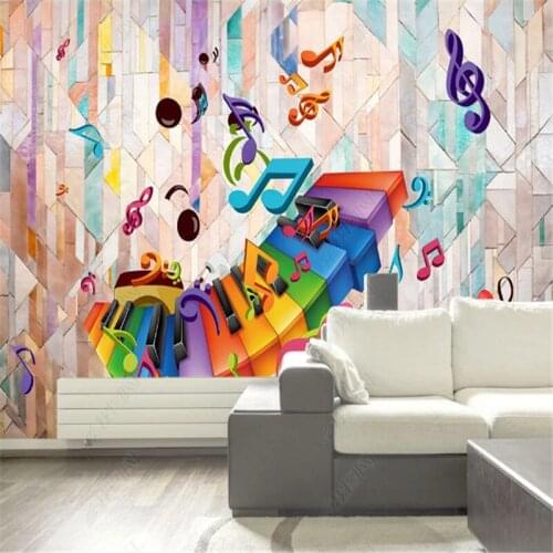 Creative 3d Wallpaper for Living Room Colorful Brick Wall Colorful Music Graffiti Sofa Background Wall Papers Home Decor Mural