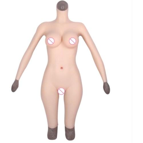 D cup Five-Shorts Vagina Bodysuit with Arm Crossdresser Shemale Realistic Silicone/Cotton Breast Forms Male to Female Cosplay 4G