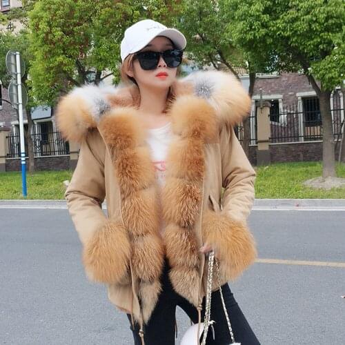 MAOMAOKONG red fox fur collar natural fur detachable liner to keep warm short pie overcoming jacket