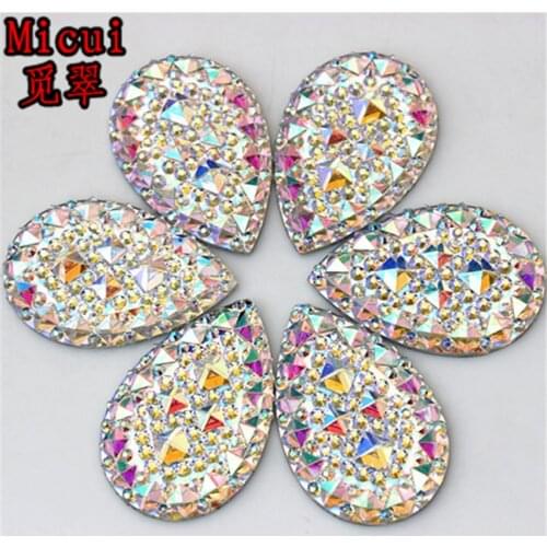 Micui 10PCS 20*30mm Crystal AB Drop Resin Rhinestones Flatback Beads Crafts DIY Scrapbooking Wedding decoration MC520