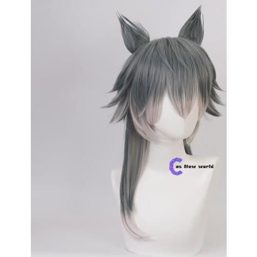 2020 New Anime BEASTARS Legoshi Wig Wolf Ears Personified Beasts Cosplay Gradient Colors Short BOBO Hair Halloween