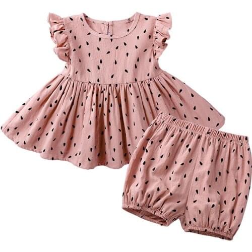 New products for childrens clothing girls' suits baby girls full printed doll skirts tops bread pants