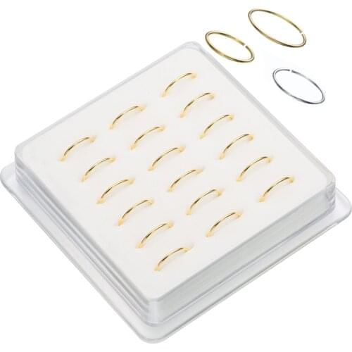 20Pcs/Set 925 Sterling Silver Nose Piercing Ring Hoop Stud Punk Body Piercing Jewelry Nariz Joeria