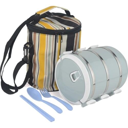 Natural Nordic Design colorful Portable stainless steel lunch box Bento combination container With Spoons and bag Leakproof box