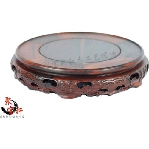 Rosewood carving annatto handicraft circular base of real wood of Buddha stone are recommended vase furnishing articles