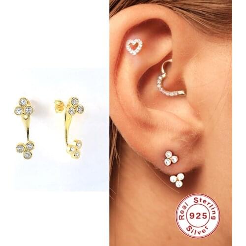 BOAKO 925 Sterling Silver Earrings For Women 2021 Trend Stud Earrings Piercing Pendientes Mom Gift Vintage Three Leaves Earring