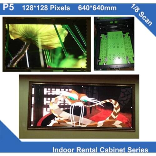 TEEHO led P5 indoor Aluminum Profile Cabinet 640mm*640mm 128x128dots slim 1/8S rental or fixed installation advertising panel