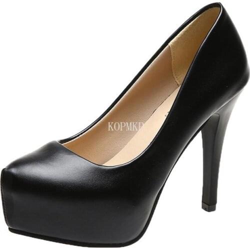 2021 Shoes Sexy Wedding Model Women Pump Platform High Heels Black Beige Stilettos Kopmkp Party Square Toe Plus Size 35-44