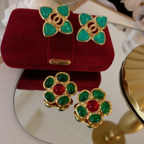 Vintage Earring Retro Aesthetic Flower Stud Earrings For Charm Lady Luxury Gift Korean Fashion Aretes Jewelry Accessories 2021
