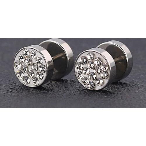 Zirco Two Bread Geometric Trend Brief Titanium Stainless Steel Colors Plated Men Earring Stud Earrings For Women Classic Jewelry