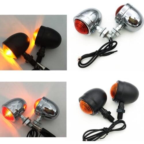 1 Pair Universal Motorcycle AMBER & Black Mini Bullet LED Turn Signals Brake Running Lights Turn Signals Indicators Hot