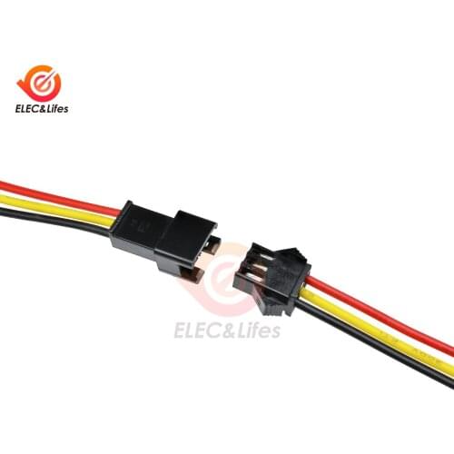10Pairs 10cm 100MM Long JST SM 2Pins 3Pins Plug Connectors Male to Female Wire Connector Black Red