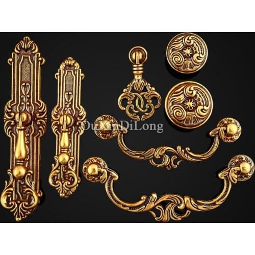 10PCS European Antique Kitchen Door Furniture Handles Retro Cupboard Drawer Wardrobe Wine Cabinet Pulls Handles and Knobs