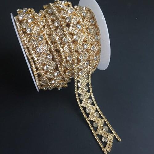 10Yards Rhinestone Trim Craft Material Crystal Rhinestone Chains for Jewelry Making Silver Gold Rose Golden Base Diamond Patch