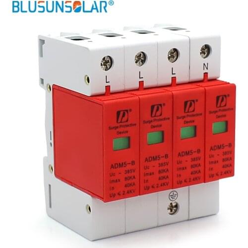 2 pieces/lot hot selling Din Rail 35mm 4P(3P+N) 60KA 380V AC Household Low-voltage Surge Protective Device