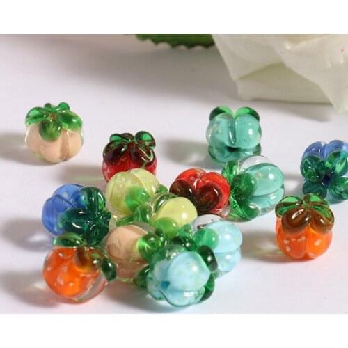 20pcs/lot luminous Lampwork persimmon Glass Spacer Loose Beads Charm Findings 12MM
