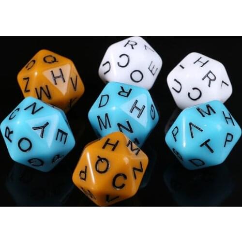 7pcs/set 20-Sided D20 English Alphabet Letters Dials Board Game Accessories For Kids Educational Toys